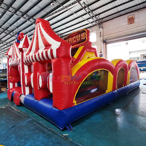 Outdoor commercial kids party chateau gonflable circus inflatable bounce house and obstacle course combo - Product Image 4