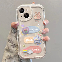 Coque de téléphone antichoc en TPU à motif vague mignon pour iPhone 13 14 15 16 17 18 Pro Max