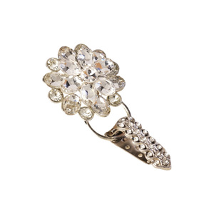 Stylish Women's Zinc Alloy Duckbill <b>Buckle</b> With Crystal Flower Design For Garment Decoration <b>Clip</b> <b>Buckle</b> White And Black - Product Image 4