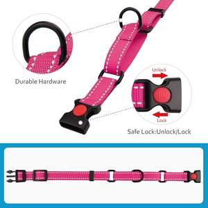 Durable Safety Reflective Pink <b>Dog</b> Leash <b>Collars</b> Set Wholesale Pet Supplier Martingale <b>Dog</b> <b>Collars</b> For Small Medium Large <b>Dogs</b> - Product Image 3
