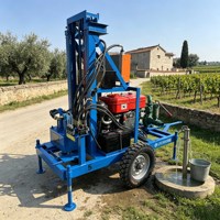 Foreuse rotative mobile diesel avec moteur de 22 CV et composants essentiels pour le forage de puits d'eau, profondeur max. 200 m