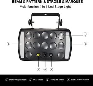 Eagou Diary Disco Lights Sound-Activated <span class=keywords><strong>Party</strong></span> con telecomando DMX 512 Derby Light RGBW Stage Light - Product Image 3