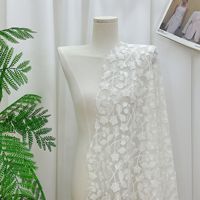 Tissu en dentelle double brodée à double couche avec sequins pour robe de soirée de luxe ou robe de demoiselle d'honneur