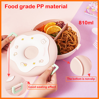 Lonchera Aislada para Microondas con 3 Compartimentos en Forma de Donut, con Tapa de Plástico, para Niños, Uso Escolar