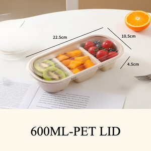 600ml 방수 고급 일회용 친환경 크라프트 종이 과일 포장 상자 (뚜껑 포함, 신선 과일 테이크 아웃용) - Product Image 3