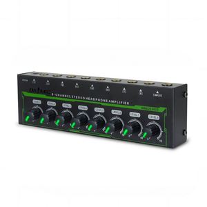 Amplificador de Audífonos Profesional HA800 PRO de 8 Canales Amplificador de Audio Estéreo con Luz RGB y Control de Volumen para Estudio de DJ - Product Image 1