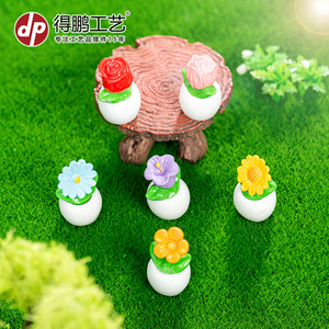 กระถางดอกไม้เรซินขนาดเล็กพร้อมดอกไม้หลากสีสันสำหรับตกแต่งสวนบนโต๊ะ - Product Image 1