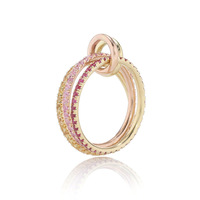 Bague en argent sterling 925 plaqué or rose triple couche avec zircon, empilable, bijoux de mode multicolores pour mariage et fête, vente en gros