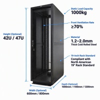 Rak Server 600mm Rak Server 42U 47U Kabinet Data Kapasitas Beban 3000kg Siap Pakai Smart PDU Produsen