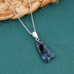 Collier pendentif en pierre précieuse naturelle Pietersite, pierre roulée, sertissage clos, bijou unisexe, cadeau - Product Image 3