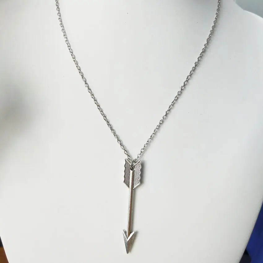 00259-7 Silver Color Tribal Arrow Pendant Cupid's Arrow Chain Necklaces For Women Men Unisex Accessories Everyday Jewelry