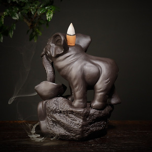 Brûleur d'encens en céramique créatif en forme d'éléphant - Diffuseur d'arômes écologique thaïlandais en forme d'éléphant divin pour la maison - Product Image 4