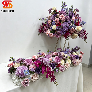 Arreglo Floral de Seda Morada Suave, Hecho a Mano, Romántico, Reutilizable, Bola de Flores, Camino de Mesa, Centro de Mesa para Bodas - Product Image 1