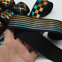 Ruban extensible à paillettes laser géométriques ethniques, réfléchissant, holographique, pour la taille des pantalons