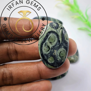 Jaspe Kambaba al por mayor, cabujón hecho a mano, forma ovalada/redonda de pera, verde, mineral natural para joyería, artesanía y fines curativos. - Product Image 4