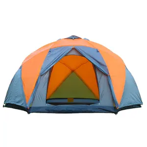 Tente hexagonale portable à trois portes, double couche, étanche, de haute qualité, pour famille, camping d'extérieur, 10 personnes