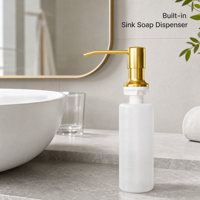 Flacon distributeur de savon gradué 500 ml avec pompe plaquée or et marques de niveau de liquide visibles pour lotion et shampoing (rechargeable)