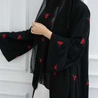 Ensemble Abaya Hijab pour femmes, broderie florale d'été, Dubaï 2025, fabricant d'Abaya, ensemble de 2 pièces, vêtements islamiques, Abaya pour femmes musulmanes