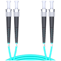 1m (3ft) Fiber Patch Cable2 Fibers ST UPC Duplex to ST UPC Duplex Multimode OM3 Riser OFNR2.0mm Tight-Buffered Aqua