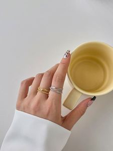Dylam Dainty Design in Stock S925 <b>Silver</b> Rhodium 18K Gold Plated Multiple Layer Beaded Intersect <b>Adjustable</b> Women <b>Rings</b> - Product Image 3