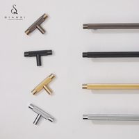 Poignées et boutons de meuble en laiton moderne, à motif diamanté, pour tiroirs de cuisine et armoires, poignées en T