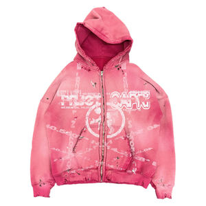 Felpa personalizzata con cappuccio Unisex in cotone 100% pesante stampato con Zip personalizzata oversize Vintage con cappuccio da uomo - Product Image 5