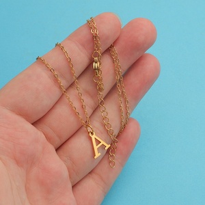 Collier pendentif alphabet anglais en acier inoxydable AZ, style coréen, design de niche, chaîne en bambou, collier sportif pour couples, best-seller - Product Image 2