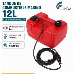 LINDA Fabrica Directa Réservoir de Carburant Marin 12L avec Tuyau 3.1m 8mm pour Moteur Hors-Bord Yamaha CE EPA ErP CARB - Product Image 1