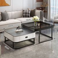 Table basse extensible en verre et marbre de luxe moderne, modèle 2026, avec rangement, idéale pour le salon – Nouveauté très demandée