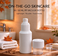 Nouvelle bouteille vide sans air en PP élégante de 30 et 50 ml avec bouchon à double couche, couleur personnalisée, impression de logo, adaptée aux crèmes