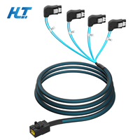 SFF-8643 Mini SAS HD zu 4 SATA 3.0 Rechtwinkliges 12Gbps Server-Datenkabel mit Nylon-Ummantelung für RAID HBA-Karte und 4 SATA HDD/SSD