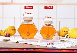 200ml 380ml Glass Jar Honey Mini Honey Jars Glass Hexagonal Seal Designed Storage <b>Container</b> Jars with Wood Bamboo Lid - Product Image 4