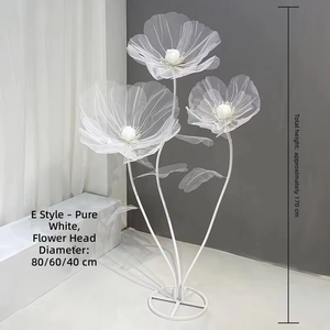 LED <b>Flower</b> Floor Lamp Artificial Peony Translucent Pure White Lighted Wedding Hotel Stage Event Standing Decor 170cm - Product Image 2