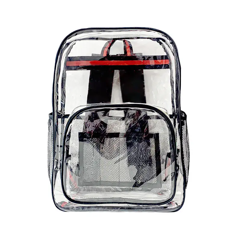 İş ve spor etkinliği için takviyeli kayışlar su geçirmez şeffaf PVC 2023 ile okul sırt çantası net sırt çantası