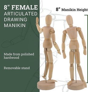 <span class=keywords><strong>Mannequin</strong></span> articulé de <span class=keywords><strong>mannequin</strong></span> de dessin d'artiste féminine en <span class=keywords><strong>bois</strong></span> de 8 "avec base et corps flexible - Product Image 2