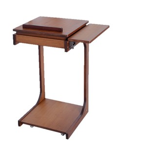 <b>C</b>-Shaped Side <b>Table</b> Walnut Wood 40x40x75cm Portable Multi-Functional Laptop Stand For Living Room Bedroom - Product Image 2
