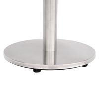 Table de salle à manger en bois avec base en acier inoxydable, directement de l'usine, pour restaurants et cafés.