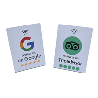 Support de table NFC en PVC personnalisable au prix d'usine, programmable 213, communication RFID 13,56 MHz, puce 1k, menu de restaurant Google Review