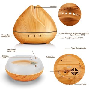 2021 nouveau Design 400ml grain de bois humidificateur à ultrasons décoration de la maison électrique diffuseur d'arôme d'huile essentielle - Product Image 5