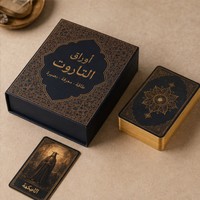 Jeu de cartes de tarot Oracle de luxe en langue arabe, jeu de cartes en papier épais de qualité supérieure avec boîte à fermeture magnétique, service d'impression personnalisé OEM