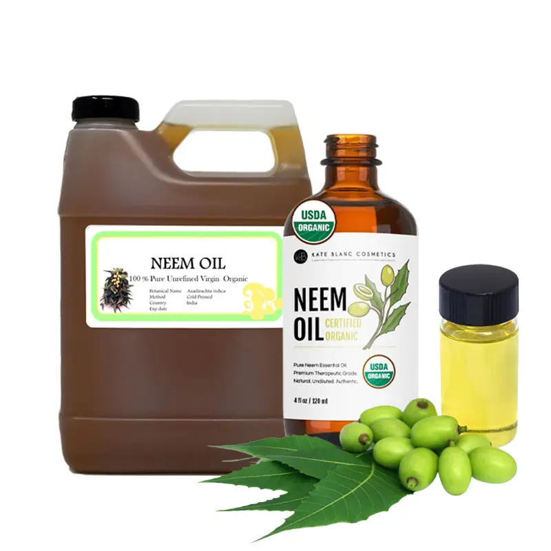 Pasokan pabrik 100% minyak neem murni untuk perawatan kulit dan rambut minyak neem India untuk penggunaan pertanian dan Taman