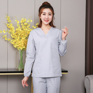 Unisex manga larga estiramiento Doctor Hospital ropa Clínica Médico Scrubs transpirable Hospital desgaste - Product Image 3
