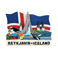 Aimant de réfrigérateur en résine 3D de haute qualité, carte du drapeau d'Islande, aimant de réfrigérateur souvenir touristique personnalisé pour la décoration de la maison, vente en gros