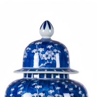 Vase en céramique rond traditionnel bleu et blanc à motif prune glacée, capacité 10L, peint à la main, décoration d'intérieur, vase de table/sol