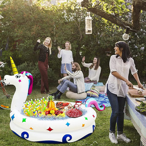 PVC Inflatable Unicorn Beverage Cooler Boat Shape Party Ice Bucket For Outdoor Gatherings - Product Image 1