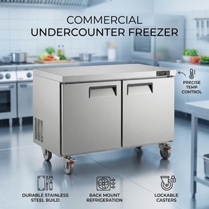 <span class=keywords><strong>Freezer</strong></span> Komersial 60 Inch Back Mount Undercounter Stainless Steel 2 Pintu Worktop Deep <span class=keywords><strong>Freezer</strong></span> untuk Dapur Restoran - Product Image 1