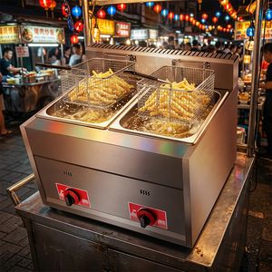 Freidora de Gas de Doble Tanque de 12L de Larga Duración para Pollo y Papas Fritas, Nuevo Equipo para Restaurantes con 1 Año de Garantía - Product Image 4