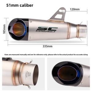 Pot d'échappement modifié pour moto Z900 <span class=keywords><strong>Ninja</strong></span> 400 CB650R R3 <span class=keywords><strong>SC</strong></span>, double couche, 51 mm, anti-rouille, noir/argent/bleu, avec embout - Product Image 2