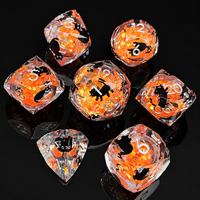 Dés à jouer DND en résine liquide à cœur lumineux, à facettes, orange chat, scintillants, écologiques, faits à la main, 1 pièce, dés polyédriques à bords tranchants, artisanaux