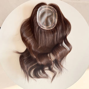 Topper de cheveux humains 100% alignés sur les cuticules pour femme, base mono 5*6, mono top. # Couleur 1C pour femme blanche - Product Image 2